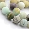 Natural Frosted Flower Amazonite Round Beads, 6mm, Hole: 1mm, 59~60pcs/strand, 15 inch
