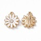 Alloy Rhinestone Pendants, Enamel Style, Light Gold, Chrysanthemum Charm, White, 17x14x2.5mm, Hole: 1.5mm