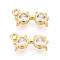 Brass Pave Cubic Zirconia Charms, Glasses, Long-Lasting Plated, Nickel Free, Real 18K Gold Plated, 12x6x2mm, Hole: 1.2mm