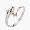 Brass Cuff Rings, Open Rings, Dolphin, Platinum, US Size 6, Inner Diameter: 17.2mm