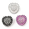 Brass Micro Pave Cubic Zirconia Slide Charms, Long-Lasting Plated, Heart, Platinum, 13.5x13.5x6mm, Hole: 1.5x3mm and 11x1.5mm