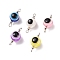 Evil Eye Resin Connector Charms, with 304 Stainless Steel Smooth Round Spacer Beads, Stainless Steel Color, Round, Mixed Color, 21x10mm, Hole: 1.5~1.8mm