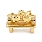 Brass Pendants, Lovers Bench Charms, with Jump Ring, Cadmium Free & Lead Free, Rack Plating, Long-Lasting Plated, Real 18K Gold Plated, 10x13.5x4.5mm, Hole: 3.2mm