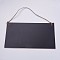 Wood Big Pendants, Rectangle, Black, 260x140x3mm, Hole: 7mm