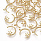 Brass Charms, Cadmium Free & Nickel Free & Lead Free, Moon with Star, Real 18K Gold Plated, 14x10.5x3mm, Hole: 1.4mm