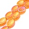 Electroplate Glass Bead Strands, Full Rainbow Plated, Oval with Flower, Dark Orange, 14x10.4x4.8mm, Hole: 1.2mm, about 45pcs/strand, 25.04 inch(63.6cm)