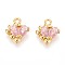 Brass Micro Pave Cubic Zirconia Charms, Heart, Long-Lasting Plated, Nickel Free, Real 18K Gold Plated, 11x10x3mm, Hole: 1.4mm