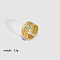 Synthetic Turquoise Ring, Minimalist Multilayer Stainless Steel Cuff Ring for Women, Real 18K Gold Plated