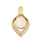 Brass Micro Pave Clear Cubic Zirconia Pendants, Cadmium Free & Nickel Free & Lead Free, with Acrylic, Leaf, 21x11.5x3.4mm, Hole: 1.5mm