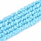 Opaque Glass Beads Strands, Triangle, Faceted, Light Sky Blue, 3~3.5x4~4.5x4~4.5mm, Hole: 0.8mm, about 121~131pcs/strand, 14.37~15.35 inch(36.5~39cm)