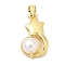 Rack Plating Brass Pendants, with ABS Imitation Pearl, Long-Lasting Plated, Lead Free & Cadmium Free, Real 18K Gold Plated, Star, 19.5x10.5x5mm, Hole: 4.5x3mm