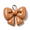 Opaque Resin Pendants, with Platinum Plated Iron Loops, Bowknot, 19.5x20.5x6.5mm, Hole: 2.5mm