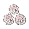 304 Stainless Steel Enamel Pendants, with ABS Plastic Imitation Pearl Beads, Flower, Flat Round, 28.5x25.5x4.5mm, Hole: 1.8mm