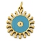 Ion Plating(IP) 304 Stainless Steel Enamel Charms, with Jump Ring, Manual Polishing, Real 18K Gold Plated, Eye, Flat Round, 15x12x1.5mm, Hole: 2.5mm