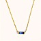 Birthstone Style Brass Cubic Zirconia Rectangle Pendant Necklaces for Women, Golden, Royal Blue, 15.75 inch(40cm)