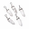 Natural Howlite Pointed Pendants, Faceted, with Platinum Tone Brass Findings, Lead free & Cadmium Free, Bullet, 27~30x9~10x7~8mm, Hole: 4x3mm