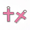 Alloy Enamel Pendants, Lead Free and Cadmium Free, Cross, Platinum Color, Pearl Pink, 26x16x2mm, Hole: 3mm