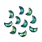 Electroplate Transparent Glass Pendants, Back Plated, Faceted, Crescent Moon Charms, Green, 20x13x6mm, Hole: 1.2mm