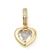 Brass Pave Cubic Zirconia European Dangle Charms, Large Hole Pendants, Heart, Long-Lasting Plated, Lead Free & Cadmium Free, Rack Plating, Real 18K Gold Plated, 17.5mm, Hole: 4.5mm, Heart: 10x9.5x3.5mm