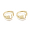 Brass Micro Pave Clear Cubic Zirconia Cuff Rings, Open Rings, Real 18K Gold Plated, Letter, Letter.U, US Size 6(16.5mm), U: 8.7x6mm
