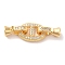 Brass Micro Pave Clear Cubic Zirconia Fold Over Clasps, Cadmium Free & Nickel Free & Lead Free, Oval, Real 18K Gold Plated, Oval: 14.5x9x2mm, Inner Diameter: 3x3.4mm; Clasp: 12x5x6.5mm, Inner Diameter: 1.5x3mm