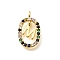 Brass Micro Pave Cubic Zirconia Pendants, Cadmium Free & Nickel Free & Lead Free, Real 18K Gold Plated, Oval with Letter Charms, Letter M, 18.5x11x3.5mm, Hole: 2x1.5mm
