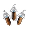 Natural Tiger Eye Faceted Pointed Bullet Big Pendants, Rack Plating Brass Tree of Life Triangle Charms, Platinum, Lead Free & Cadmium Free, 56~57x26.5~27x16.5~17mm, Hole: 6x4mm