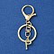 Alloy Initial Letter Charm Keychains, with Alloy Clasp, Golden, Letter P, 8.5cm