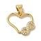Rack Plating Brass Micro Pave Cubic Zirconia Pendant, Cadmium Free & Lead Free, Long-Lasting Plated, Heart with Infinity, Real 18K Gold Plated, 14x15.5x2mm, Hole: 5x3.5mm