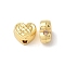 Rack Plating Brass Beads, Cadmium Free & Lead Free, Heart, Real 18K Gold Plated, 6.7x7.6x3.7mm, Hole: 1.5mm