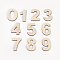 Wood Cabochons, Laser Cut Wood Shapes, Number, Old Lace, 68~72x30~55.5x4~4.5mm, 10pcs/set