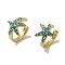 Rack Plating Brass Micro Pave Cubic Zirconia Cuff Earrings, Long-Lasting Plated, Lead Free & Cadmium Free, Starfish, Sky Blue, 12x9.5mm
