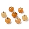 Natural Topaz Jade Pumpkin Charms with Golden Tone Brass Bails, 14x14mm, Hole: 1.6mm