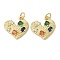 Rack Plating Brass Micro Pave Cubic Zirconia Pendants, Long-Lasting Plated, Lead Free & Cadmium Free, Heart Charms, with Jump Ring, Real 18K Gold Plated, 15.5x16x3mm, Hole: 3mm