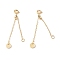 Brass Cable Chain Extenders with Flat Round Charm, Spring Clasp, Slider Adjuster, Cadmium Free & Nickel Free & Lead Free, Real 18K Gold Plated, 74~79mm
