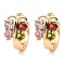 Brass Micro Pave Cubic Zirconia Hoop Earrings, Butterfly, Light Gold, 12.5x8.5x14.5mm