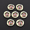 Handmade Polymer Clay Cabochons, Flat Round with House, Lemon Chiffon, 9~10.5x1.5~2mm, about 5000pcs/1000g