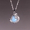 Opalite Round Ball Pendants, Sphere Charms with Metal Dragon Wrapped, Platinum, 16mm
