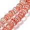 Round Handmade Clear Lampwork Beads Strands, Orange Red, 13~13.5x11.5mm, Hole: 1.2mm, about 30pcs/strand, 13.58~13.78 inch(34.5~35cm)