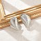 Brass Hoop Earrings for Women, Shell Shape, Platinum, 26x14.5mm
