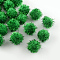 Handmade DIY Doll Craft Pom Pom Yarn Pom Pom Balls, with Metallic Cord, Green, 15mm, about 1000pcs/bag