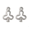 201 Stainless Steel Charms, Laser Cut, Clubs Charm, Stainless Steel Color, 14x10x1mm, Hole: 1.6mm