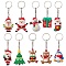 10Pcs 10 Styles Christmas Theme PVC Plastic Pendant Keychains, with Iron Keychain Clasp Findings, Mixed Shapes, 98~111mm, 1pc/style