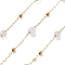Natural Rose Quartz & 304 Stainless Steel Beads Link Chains, with 316 Stainless Steel Chains, Ion Plating(IP), Soldered, Round, with Spool, 4.5mm
