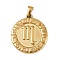 304 Stainless Steel Pendants, Ion Plating(IP), Flat Round with Constellation, Golden, Scorpio, 28x25x2.5mm, Hole: 4.5x3.5mm