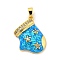 Christmas Brass Micro Pave Cubic Zirconia Pendants, Cadmium Free & Lead Free, with Synthetic Opal, Christmas Stocking, Deep Sky Blue, 20x17.5x6mm, Hole: 5x3mm