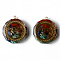Flat Round Epoxy Resin Pendants, with Natural Amethyst & Lapis Lazuli & Sodalite & Green Aventurine & Tiger Eye & Carnelian & Red Jasper Chips inside, and Brass Sticker, Eye of Horus Pattern, 39.5x35x10.5~11.5mm, Hole: 1.8mm