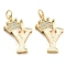 Brass Micro Pave Clear Cubic Zirconia Pendants, Cadmium Free & Lead Free, with Synthetic Opal, Real 18K Gold Plated, with Jump Ring, Letter Y, 26.5~33x14~23.5x3.5~4.5mm, Hole: 4.5mm