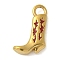 304 Stainless Steel Enamel Pendants, Boots Charms, Real 18K Gold Plated, Red, 21.5x12.5x4mm, Hole: 2.8x3mm