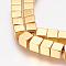 Non-Magnetic Synthetic Hematite Bead Strands, Cube, Golden Plated, 4x4x4mm, Hole: 1mm, about 94pcs/strand, 15.7 inch(40cm)